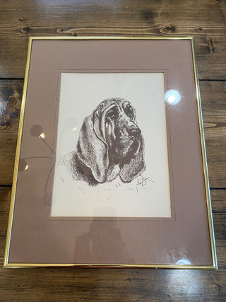 14x18 Ink Drawing of Basset Hound