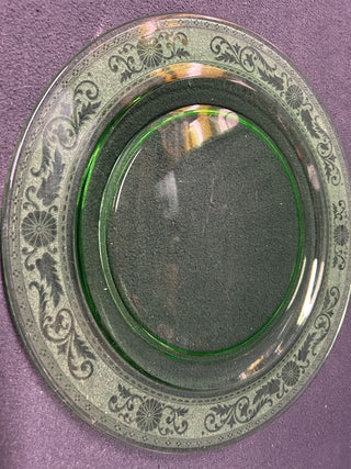 Green Depression Glass 13.75 in. plate