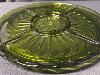 Green Indiana Glass 5-Part Relish Tray