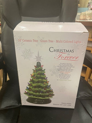 Christmas Is Forever Ceramic Lightup Tree 16" - 1970s