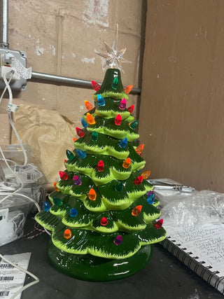 Christmas Is Forever Ceramic Lightup Tree 16" - 1970s