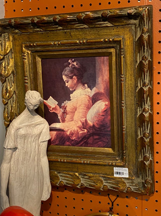 Print/Lithograph of “Young Girl Reading” in Cool Frame