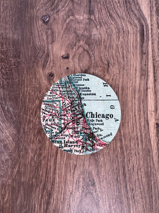 Vintage Map of Chicago Coaster - 4.25"