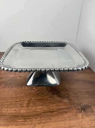 Beaded Edge Aluminum Square Cake Stand