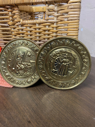 Set of Two Brass Amish Wall Hanging