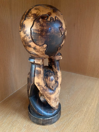 Vintage They Have the Whole World in Their Hands Abstract Figurine 11 inches high and 4 inches diameter