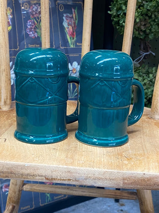 Treasure Craft Green Ceramic Salt & Pepper Shakers