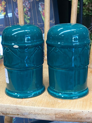 Treasure Craft Green Ceramic Salt & Pepper Shakers