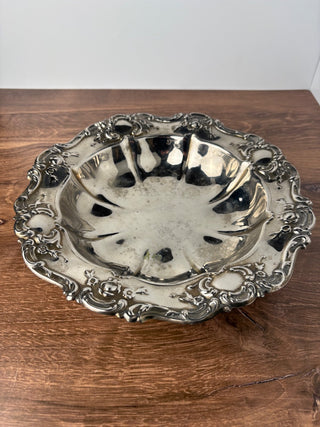 Round Silver Footed Serving Bowl