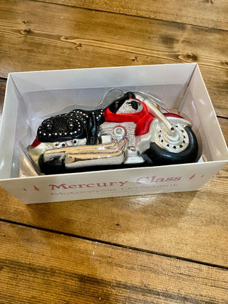 Mercury Glass Motorcycle Ornament