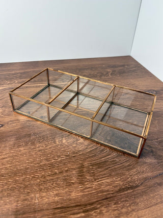 Glass Panel & Brass Divided Tray Box