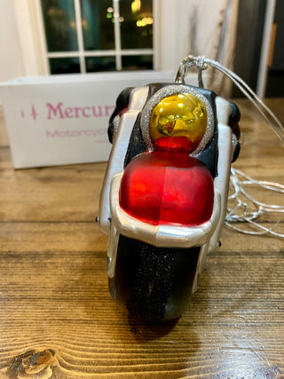 Mercury Glass Motorcycle Ornament