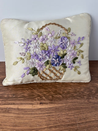 Sm Ribbon Embroidered Pillow