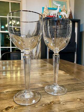 2pc Waterford Metropolitan Platinum Water Goblets