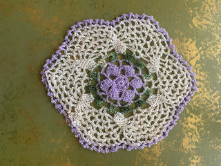 Purple Floral Crocheted Doilies (Set of 2)-ty2