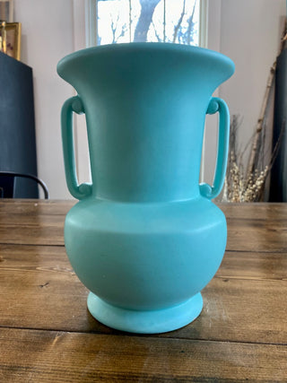 Matte Finish Turquoise Double Handled Vase/Urn