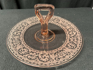 Pink Handled Glass Sandwich Tray