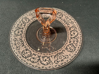 Pink Handled Glass Sandwich Tray