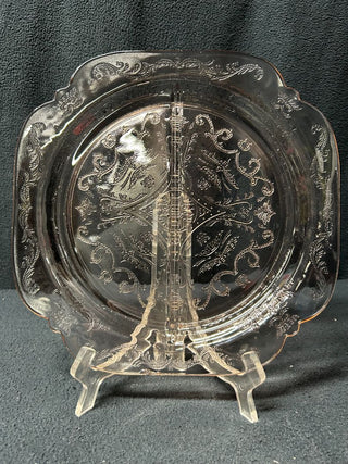Pink Divided Glass Plate