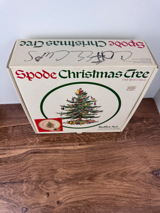 Vintage Spode Christmas Tree Buffet Set in Box - Made in England - Dinner Plate, Cup & Saucer S3324-U