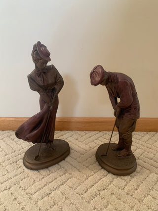 Vintage Austin Sculpture Golfers Couple (Set of 2) Price is Firm