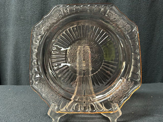 Pink 4-Corner Glass Cake Plate