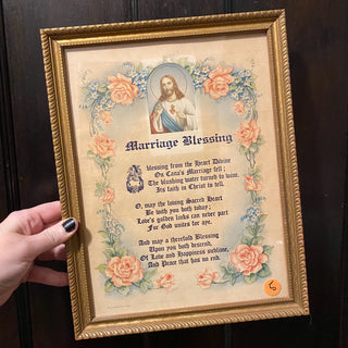 Vintage Framed Marriage Blessing Print (AS-IS)