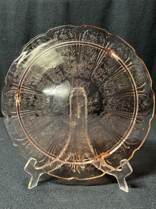 Pink Scalloped 3-Footed Raised Plate