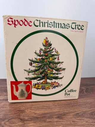 Vintage Spode Christmas Tree Coffee Pot with Acorn Lid