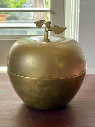 Vintage Brass Apple Container