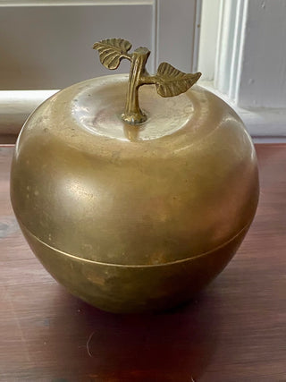 Vintage Brass Apple Container