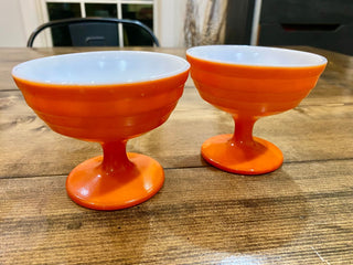 2pc Moderntone Platonite Orange by Hazel-Atlas Sherbet Cups