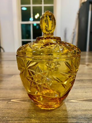 Amber Compote Dish with Lid