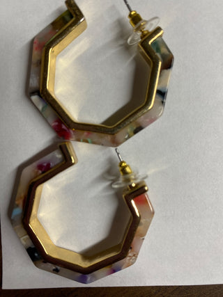 Multi Color Lucite Hoop Earrings