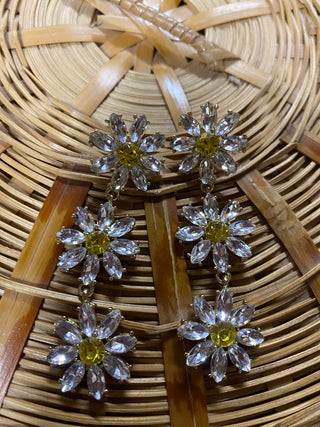 Daisy Stacked Gem Stone Drop Earrings