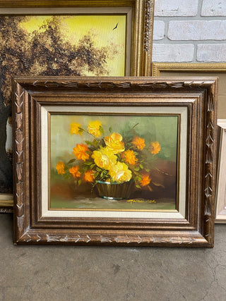 Orange and Amarillo Barrel Basket Roses Oil Painting