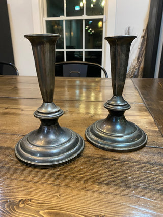 2pc Silver Plated Candlestick Holders