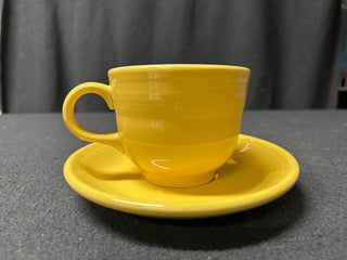 Pale Yellow Teacup and Saucer Set Fiestaware