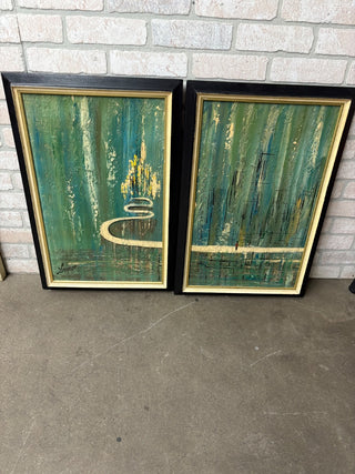 Pr MCM Abstract Cityscapes signed Lorenzo (Artcrafr Carlo of Hollywood)