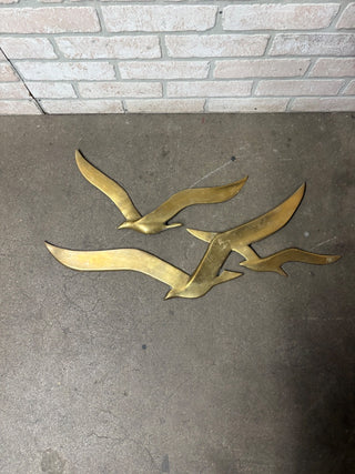 2 pc Brass Birds Wall Hanging