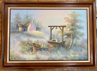 Oil Painting, Cottage Landscape, Signed Dickinson