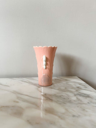 (AS IS) 3"Wx5"H Pink & White Art Deco Vase