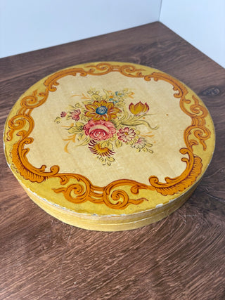 Vintage Paper Mache Floral Design Containet