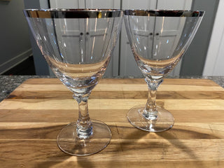 Fostoria Silver Trimmed Crystal Glasses (2)