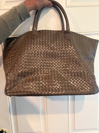 Taupe/Gray Woven Leather Handbag (Italy)