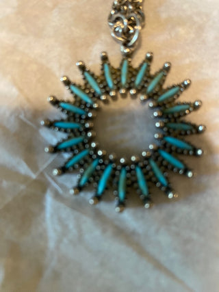 Vtg Turquoise Sunburst Necklace-ty