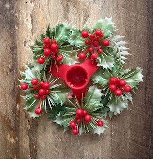 Vintage Plastic Holly Belly Candle Wreath
