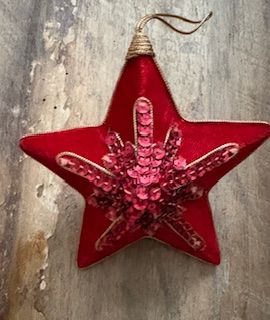 Vintage Red Velvet Star Ornament