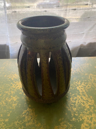 J Mills Studio Pottery Candle Holder Tall-Signed 1983