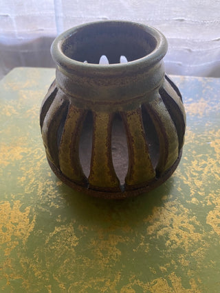J Mills Studio Pottery Candle Holder Short-Signed 1983